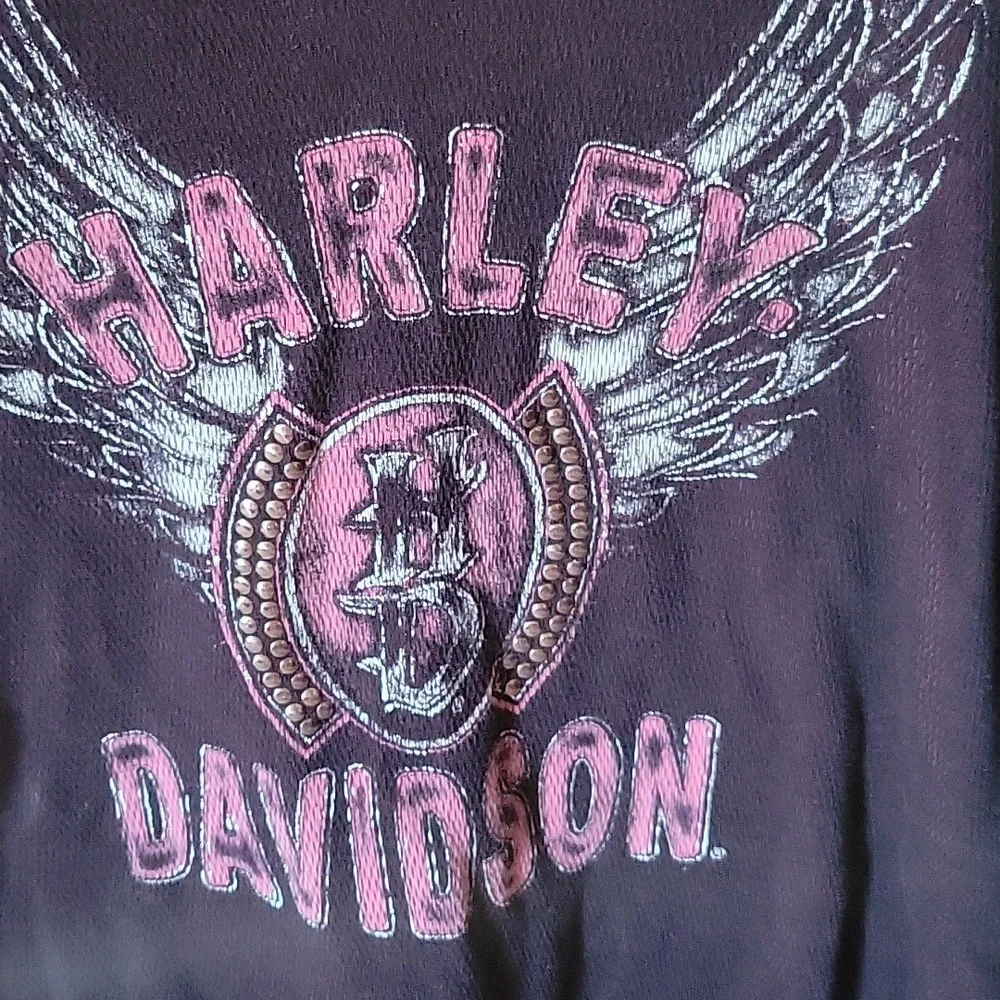 Harley-Davidson Black and Burgundy Long Sleeve Tee - Picture 2 of 7